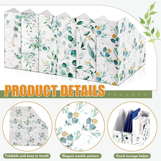PerKoop 6 Pcs Magazine File Holder Foldable Decorative Cardboard File Folders 6 - Image 5