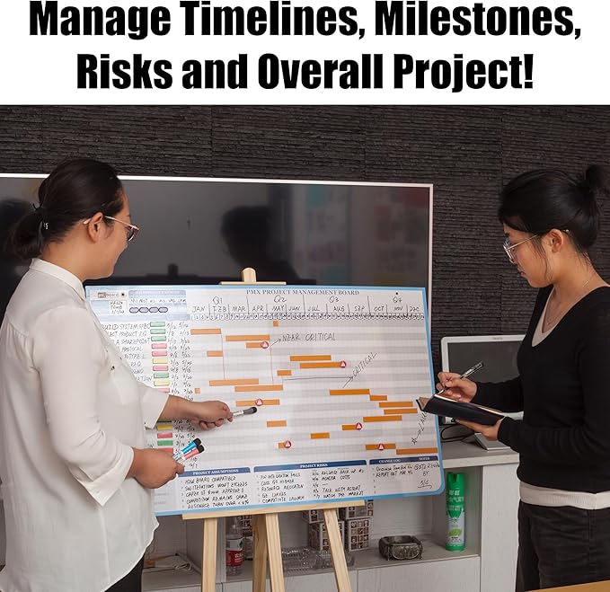 PMXBOARD Gantt Chart Project Whiteboard Kit | 668 Magnetic Pieces and Easel | - Image 8