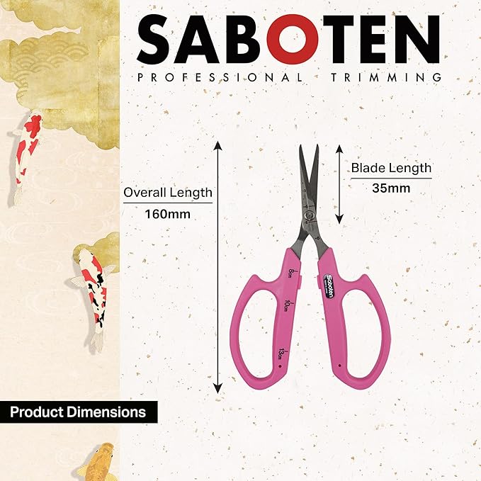 Saboten Stainless Steel Angled Blade Trimming Scissors Pink PT-13 160mm - Image 2