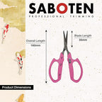 Saboten Stainless Steel Straight Blade Trimming Scissors Pink PT-12 160mm - Image 2