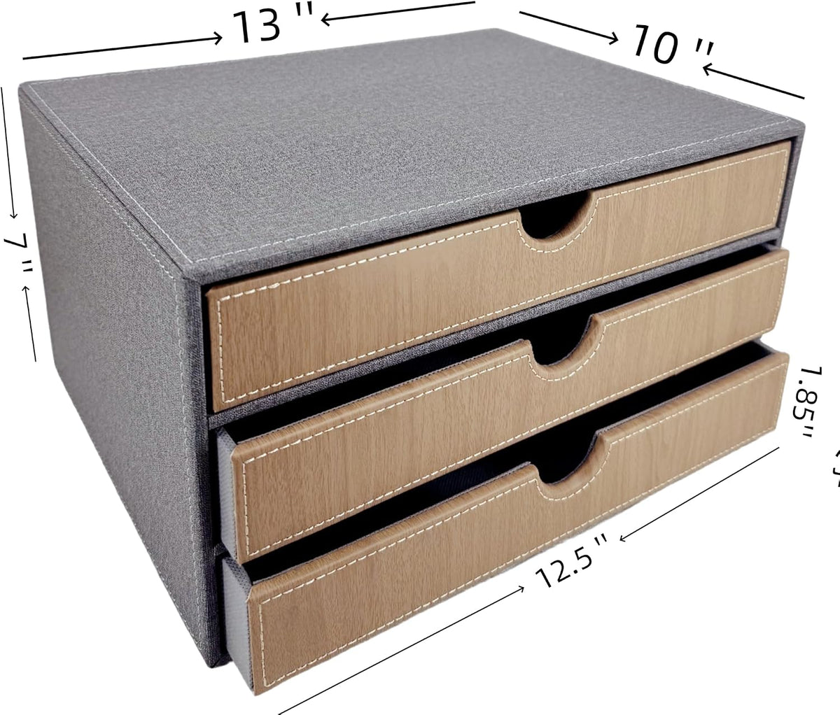 3-Drawer Leather Desk Organizer with A4 File Holder-Stackable Modular Storage...