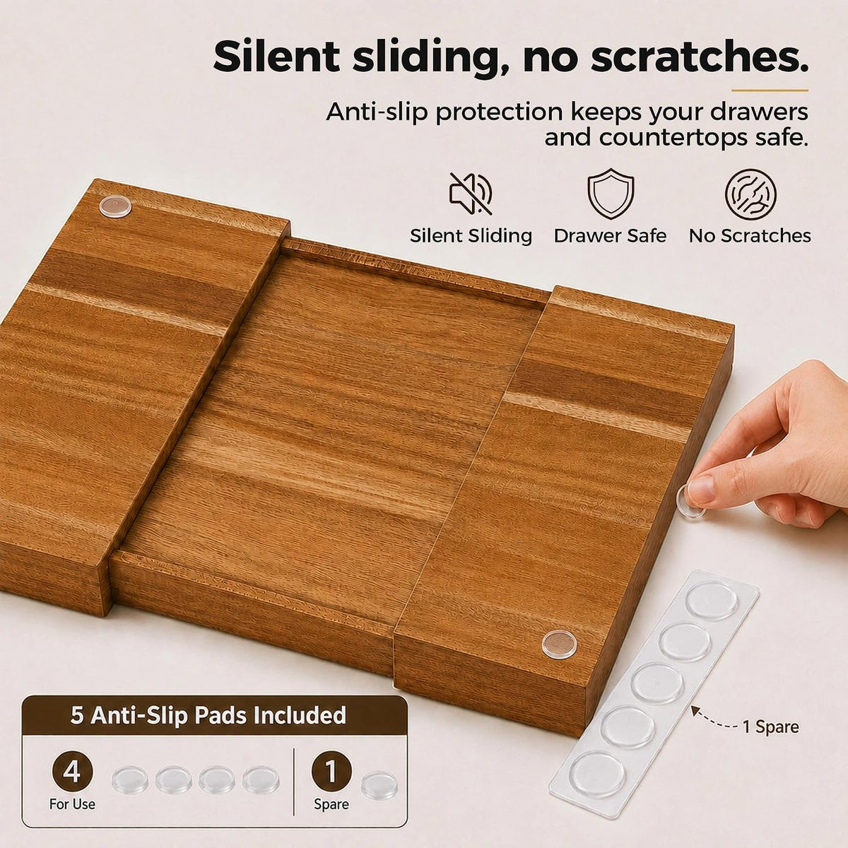MinBoo Expandable Acacia Wood Coffee Pod Drawer Organizer