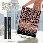 BWEGRHE Slim Credit Card Holder, Leopard Glitter RFID Blocking Metal Wallet - Image 2