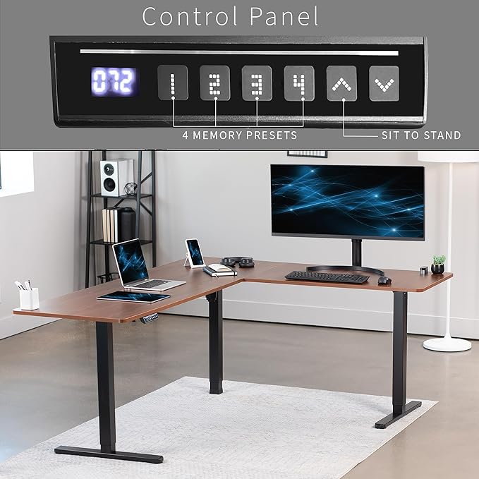 VIVO Electric Corner 75 x 63 inch L-Shaped Standing Desk, Memory Height - Image 5