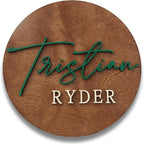 Custom Round Nusery Name Sign, Personalized 3D Baby Name Announcement Sign by Obsidian+Home+Creations