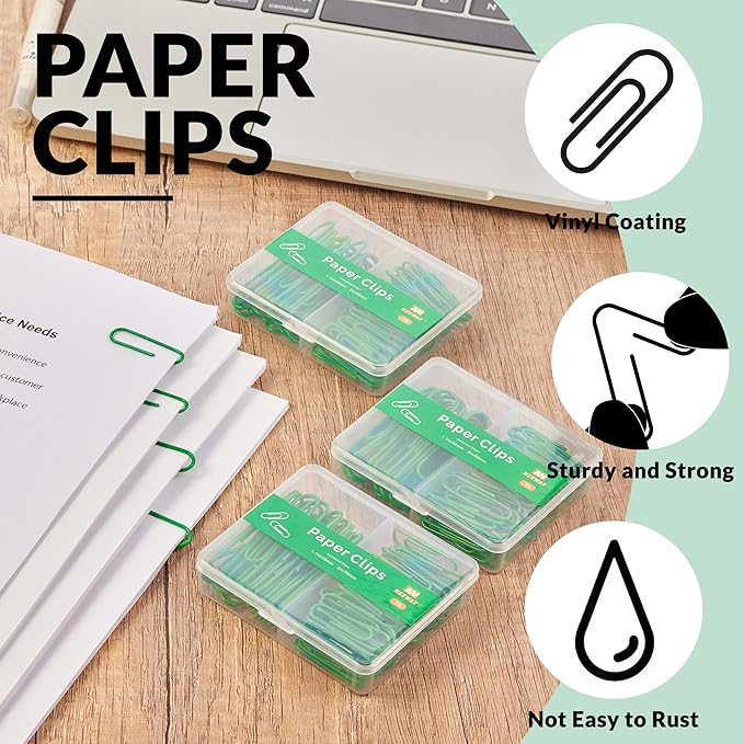 NEEWAY Colorful Paper Clips Assorted Sizes, Small and Large Paperclips - Image 4