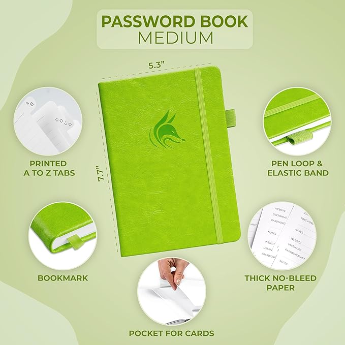 Clever Fox Password Book with alphabetical tabs. Internet Address Organizer - Image 2