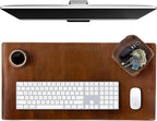 ELIZO Personalized Custom Desk Pad Set Real Leather Desk Mat Mouse Pad Unique by Elizo