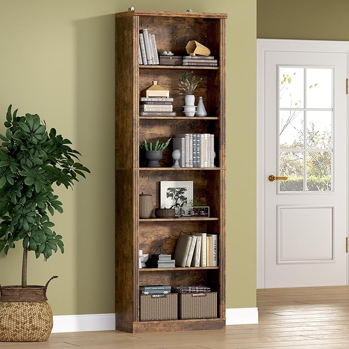 BORNOON 75" Tall Bookshelf, 6-Tier Floor Standing Bookcase by BORNOON