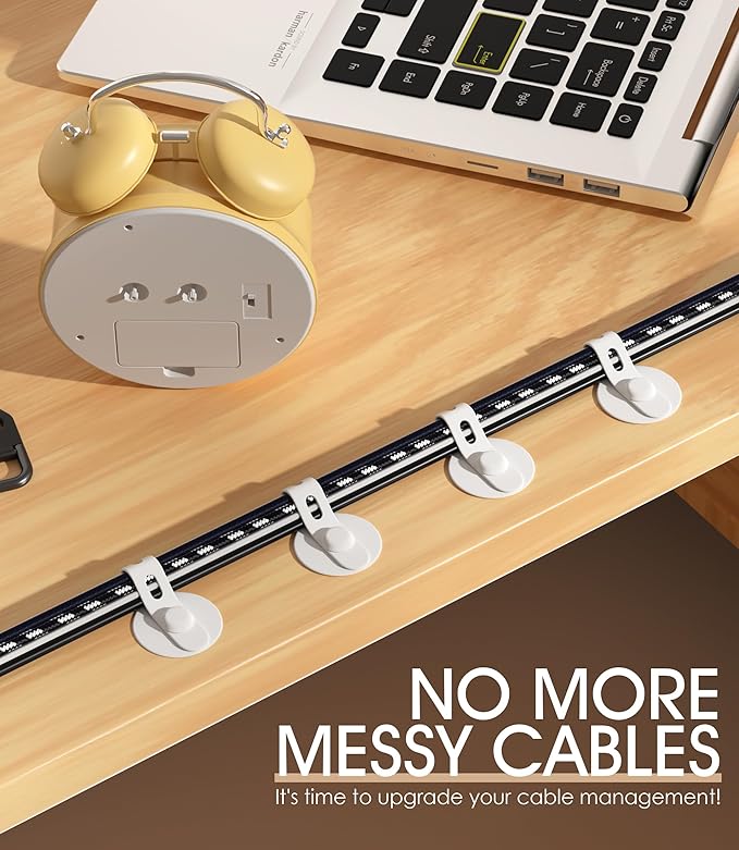 Nearockle Cable Management Under Desk, Adjustable Self-Adhesive Silicone Cable - Image 8