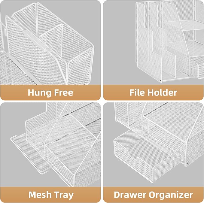 Marbrasse Desk Organizer and Accessories, 3-Tier File Organizer - Image 4