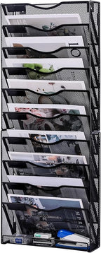 Solinxe 10-Tier Wall File Organizer, Mesh Mail Organizer Wall Mounted Paper by Solinxe
