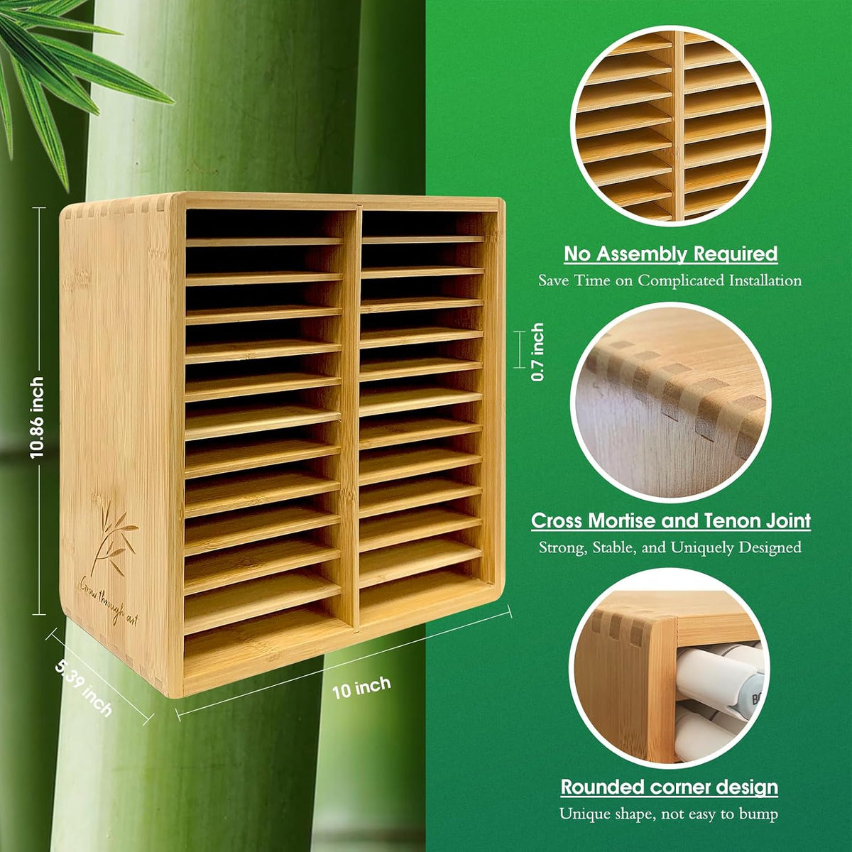 Marker Organizer for 168 Markers,Bamboo Wooden Desk Storage Organizer Rack,Ma...
