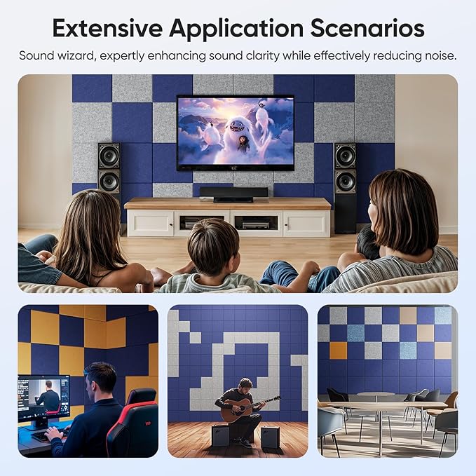 UNECHO 12 Pack 12" X 12" X 0.4" Acoustic Panels - Image 6