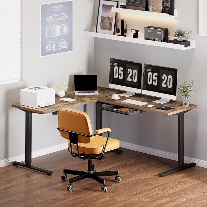 FLEXISPOT L Shaped Standing Desk, 71 x 63 Inch Electric Height Adjustable - Image 2