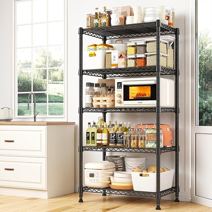 REIBII 1000LBS Wire Shelving Unit, 5 Tier Adjustable Metal Storage Shelves - Image 5