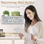 Crushed Diamond Mail Organizer, Crystal Mail Organizer Countertop, Mirror - Image 2