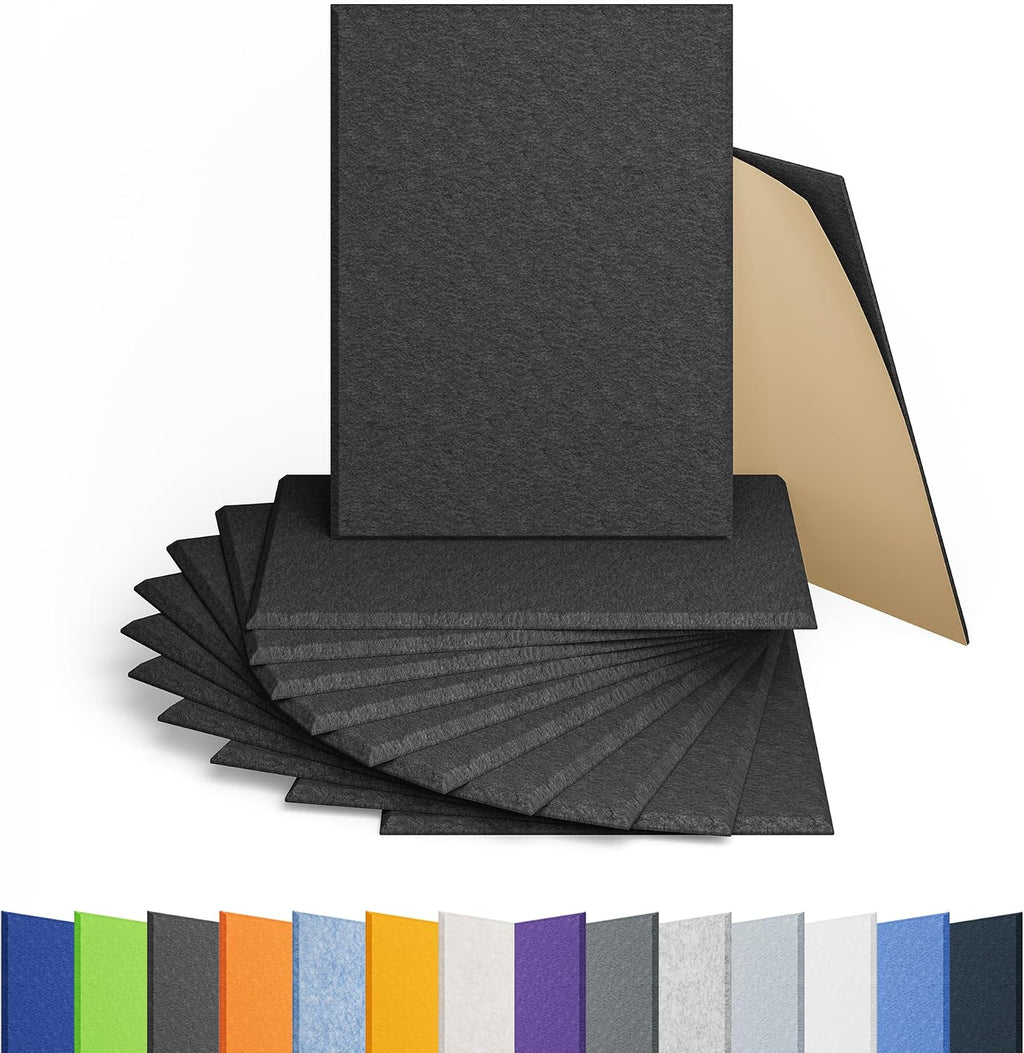 Amantech 12 Pack Acoustic Panels Self Adhesive Sound Proof Foam, High Density