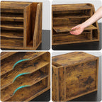 wooden mail organizer, desk organizer with 3 adjustable, side view