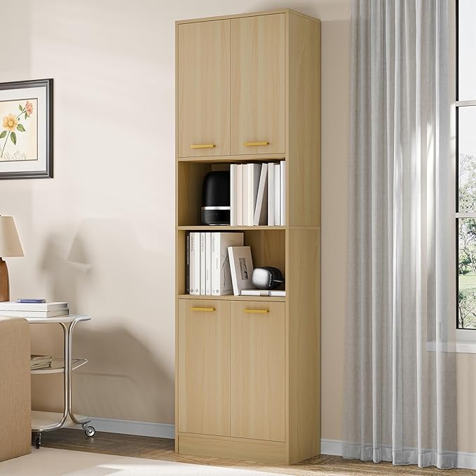 Cozy Castle Kitchen Pantry Cabinet, 4 Doors Open Countertop Utility Hutch - Image 8