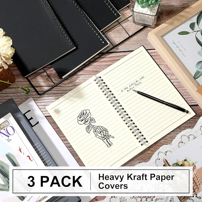 Yahenda 3 Pcs Spiral Notebook Bulk A5 Journal Lined 8.3'' x 5.5'' Writing - Image 4