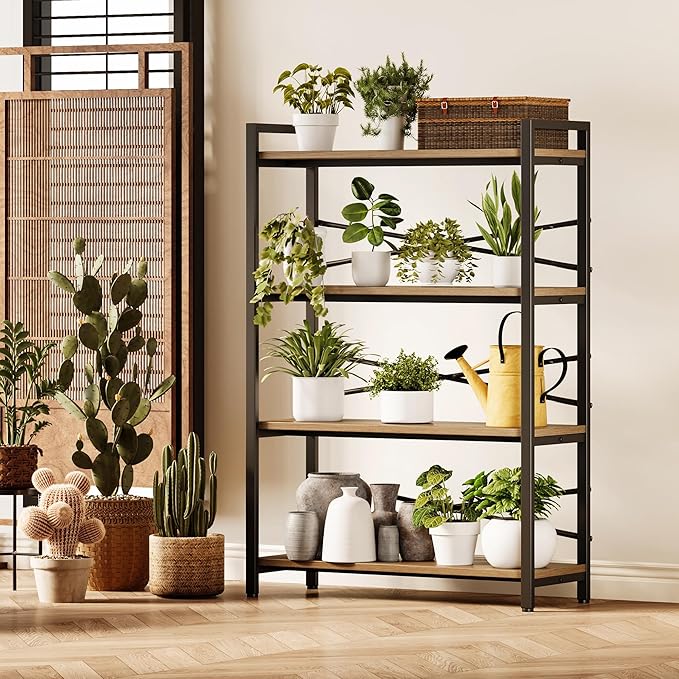 4 Tier Bookshelf 31.49" Width, Tall Book Shelf Storage and Organization - Image 5