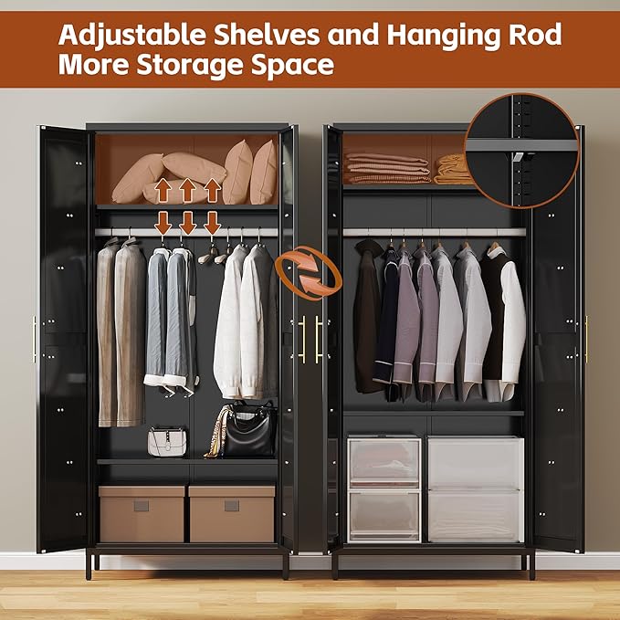 SUPEER Metal Wardrobe Cabinet - Image 3