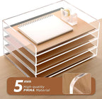 SANRUI 4 Tier Clear Desk Paper Letter Organizer Trays, A4 Stackable File - Image 5