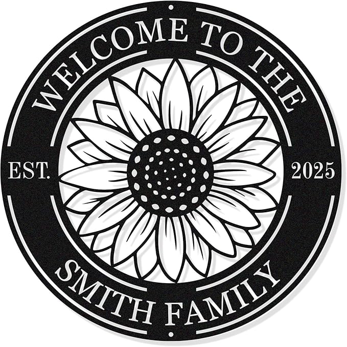 Custom Metal Sunflower Welcome Sign Personalized Sunflower Metal Sign, Welcome by HYTSIGN