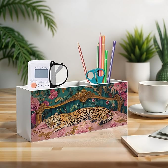 Exqcom Trendy Retro Leopard Pen Pencil Holder, Leopard Print Gifts - Image 3