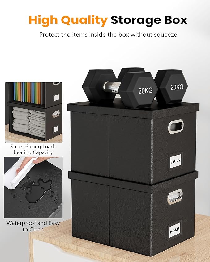2 Pack File Storage Organizer Box, Portable Filing - Image 4