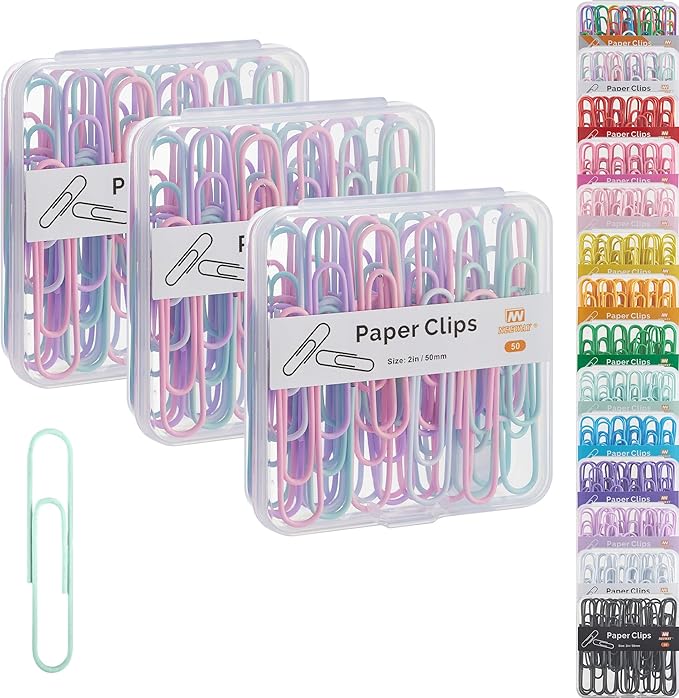 NEEWAY Colorful Large Paper Clips, 2 Inch Jumbo Paper Clips, 3 Pack of 50 by NEEWAY