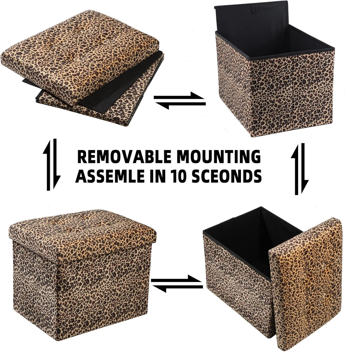 ALASDO Ottoman Storage Ottoman Footrest Stool Foldable Foot Rest Footstool Be...