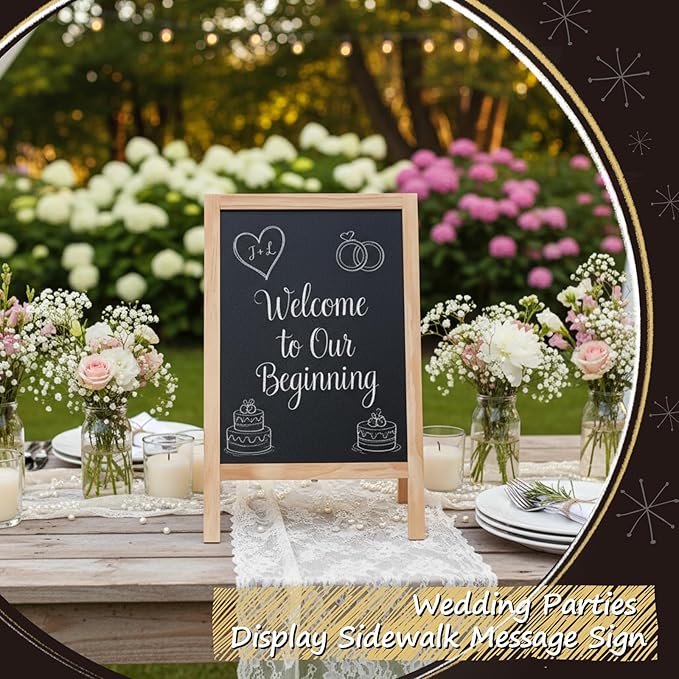 Henoyso 2 Pcs 16" x 10" Small Chalkboard Easel Tabletop Chalkboard Signs Menu - Image 7