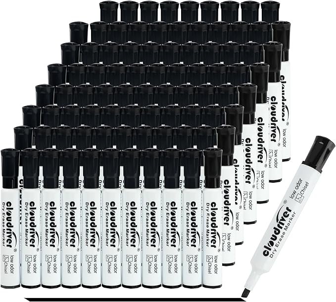 cloudriver Low Odor Dry Erase Markers Tank Style, Chisel Tip, Bulk Dry Erase by cloudriver