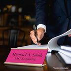 Door Name Plate Personalized for Office Pink Plastic Name Plate Black Letters - Image 7