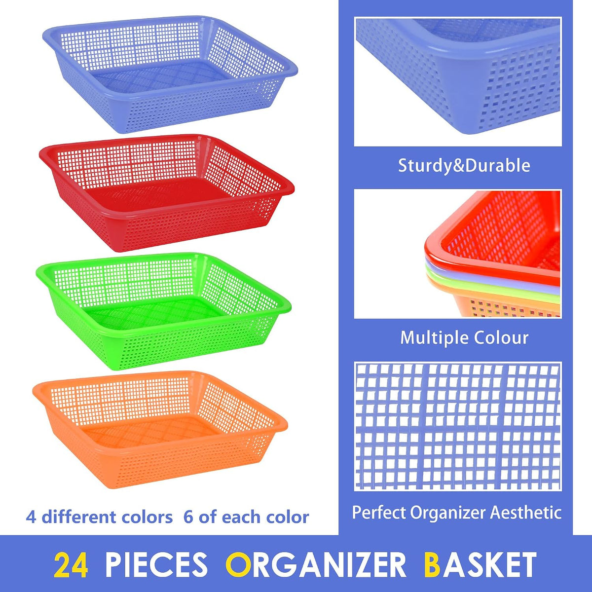 Kolewo4ever 24 Pack Classroom Storage Baskets Pencil Organizer Bins 13.5 x 10...