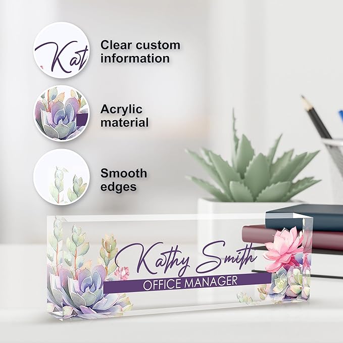 Personalized Name Plate for Desk, Custom Desk Name Plate, Acrylic Name Plate - Image 3