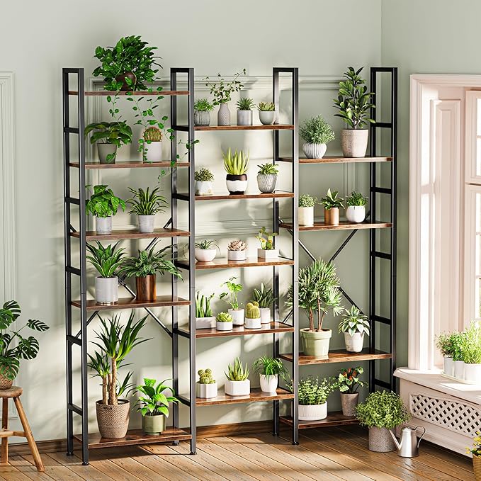 SUPERJARE Triple 6 Tier Bookshelf, Bookcase - Image 2
