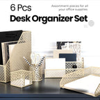 blu monaco | gold desk organizer set with, close-up detail