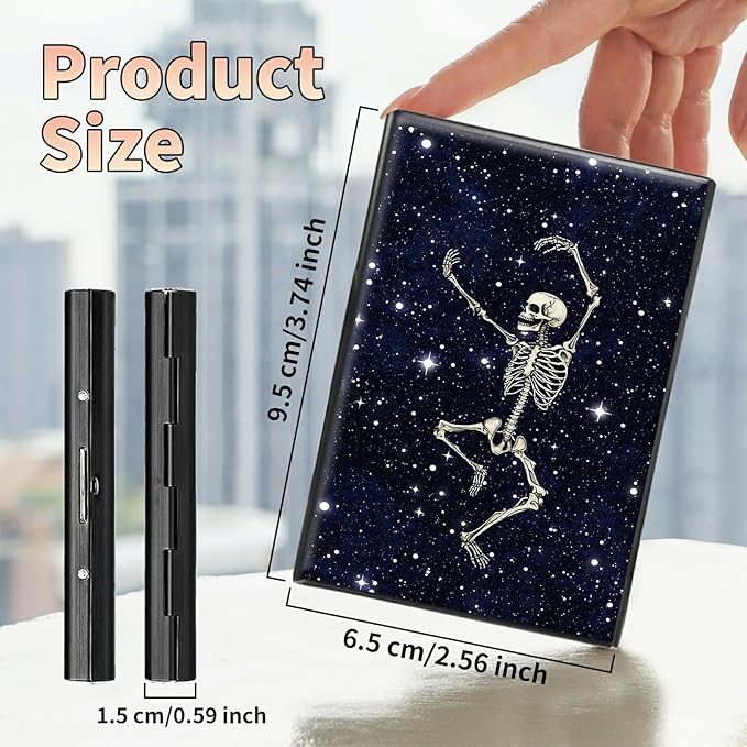 BWEGRHE Slim Credit Card Holder, Dance Skull Skeleton RFID Blocking Metal Wallet - Image 2