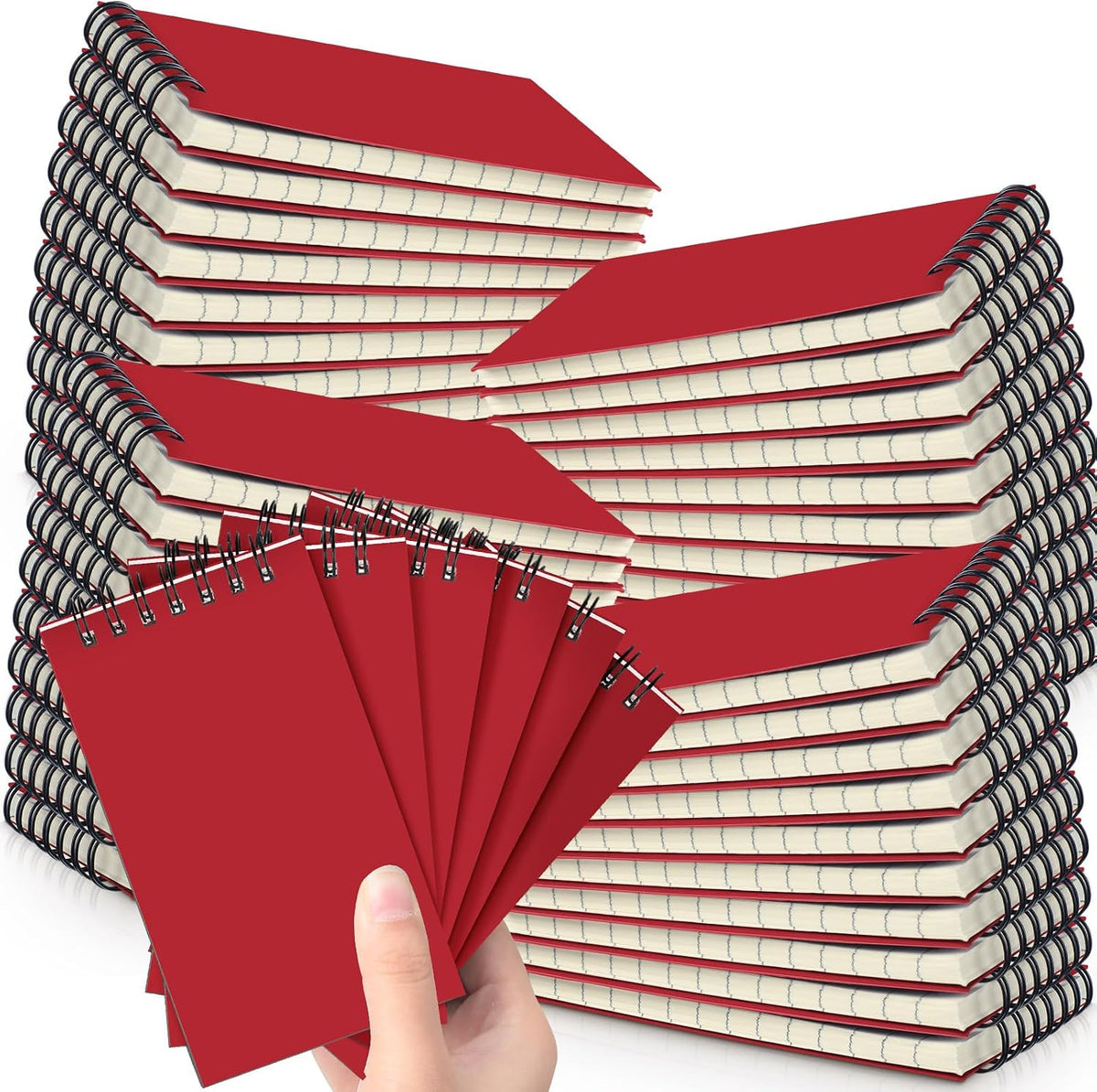 Tenceur 54 Pcs Pocket Notebook Small 3 x 5 Inch Red Spiral Notepads Mini Top