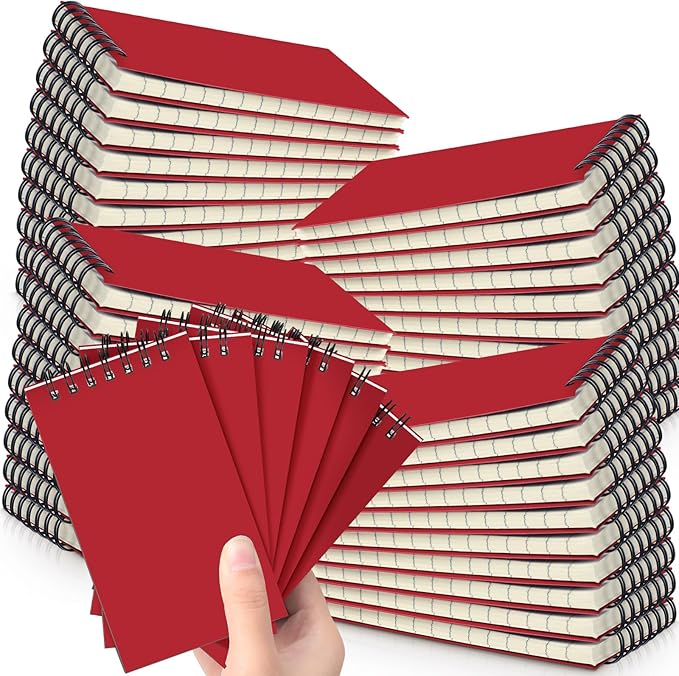 Tenceur 54 Pcs Pocket Notebook Small 3 x 5 Inch Red Spiral Notepads Mini Top by Tenceur