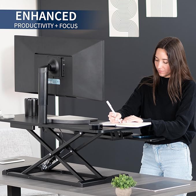VIVO 42 inch Desk Converter, K Series, Height Adjustable Sit to Stand Riser - Image 4