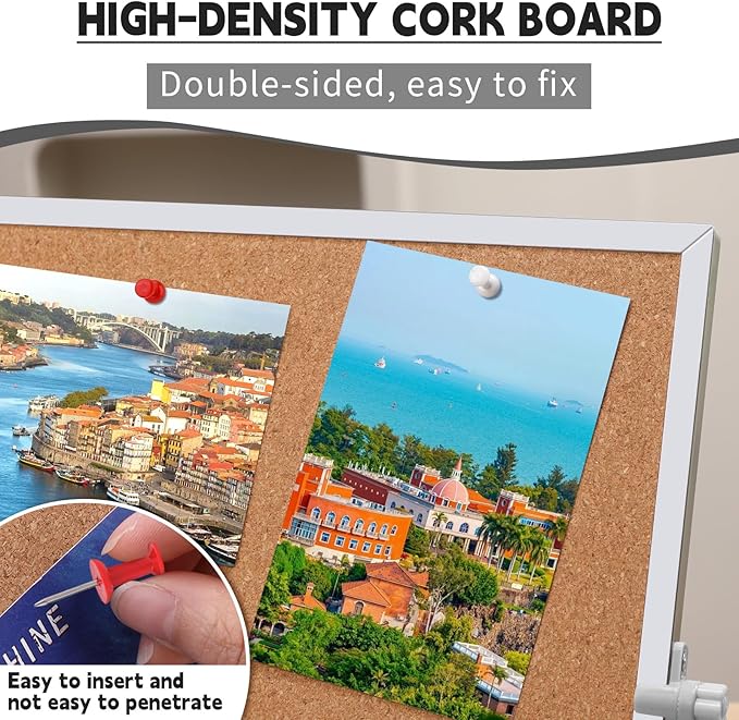 kdafio 11.81"×11.81" Cork Board Bulletin Board, Double Sided Pin Board - Image 4