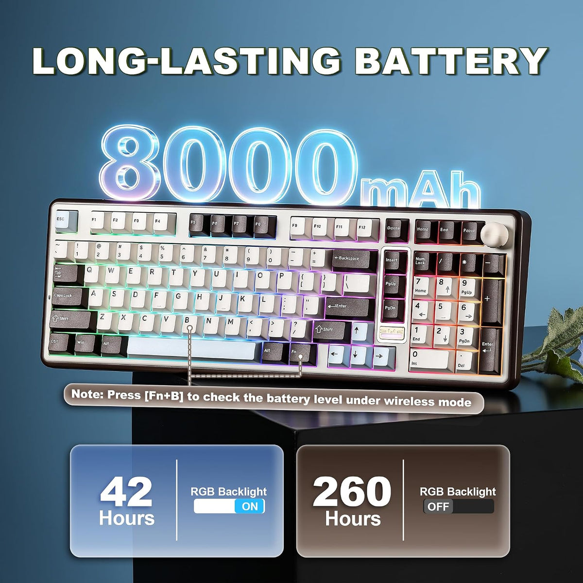 YUNZII B98 PRO 96% Wireless Mechanical Keyboard(Coffee Brown, Milk Switch)