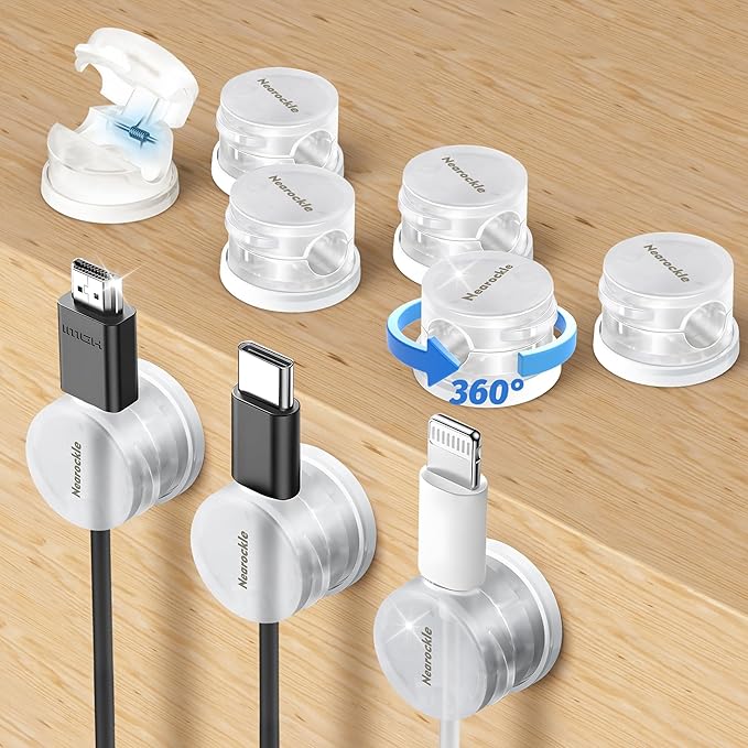 9 Pack Spring Cord Organizer Cable Clips, 2025 Latest Nearockle Phone Charging by ELECTRONICSORGANIZATION