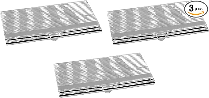 Stephanie Imports Set of 3 Slim & Minimalist Metal Business Card Holder Unisex by Stephanie+Imports