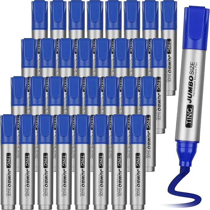Fuutreo 32 Pcs Jumbo Permanent Markers Bulk Large Chisel Tip Permanent Markers by Fuutreo