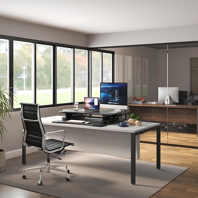 Mount-It! Standing Desk Converter, Height Adjustable from 6"–19.25", Extra - Image 4